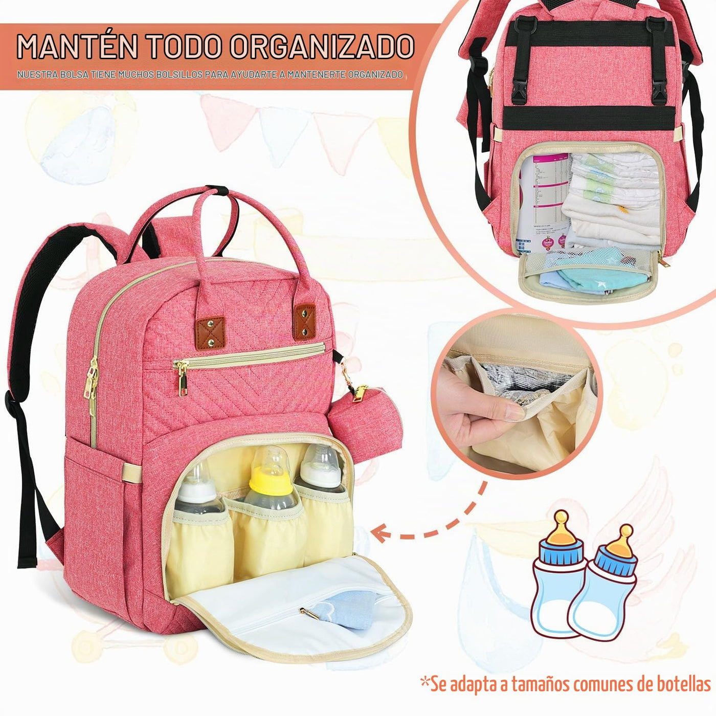 Tenot Mochila para Pañales de Bebé, Bolsas de Pañales de Viaje para...