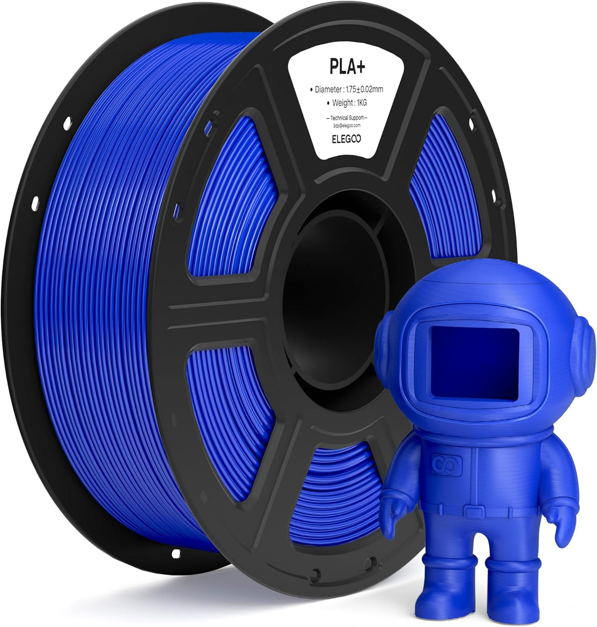 ELEGOO Filamento para impresora 3D PLA+ de 0.07 in, azul oscuro, 2....