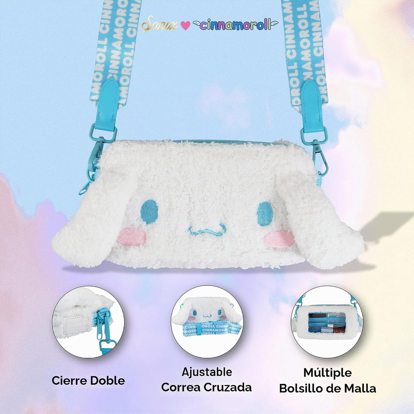 Sonix x Sanrio - Cartera de felpa para teléfono, bolsa cruzada de p...