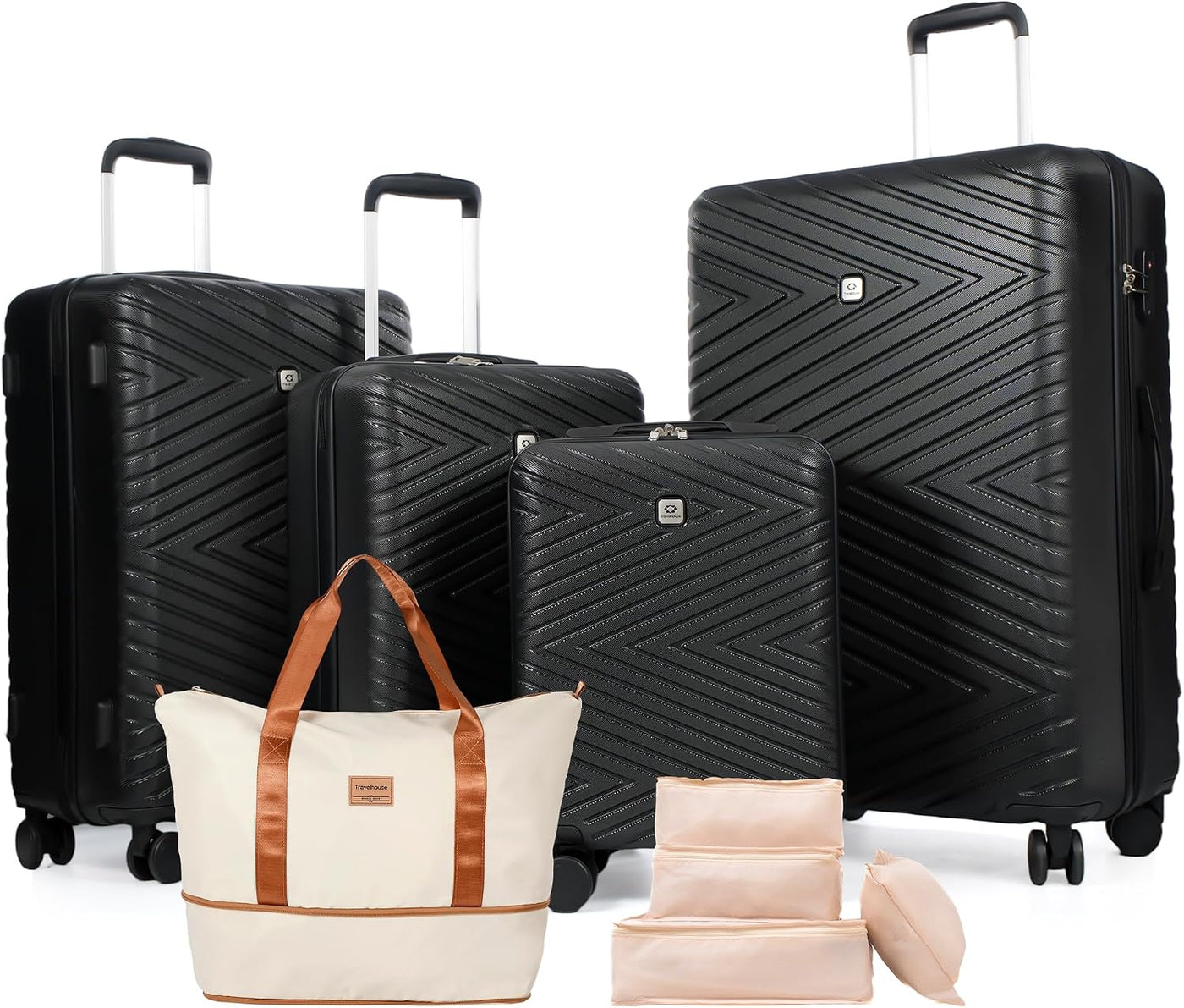 Travelhouse Juego de equipaje, maletas rígidas expandibles de 24 pu...