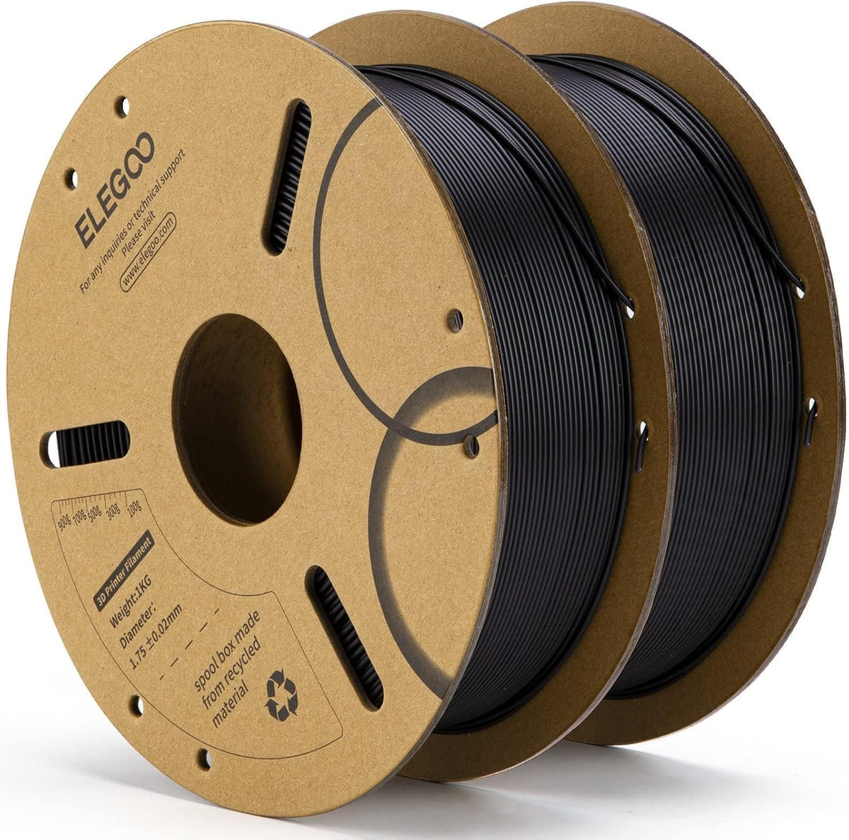 ELEGOO Filamento PLA 1.75mm Negro 2KG, Filamento para Impresora 3D...