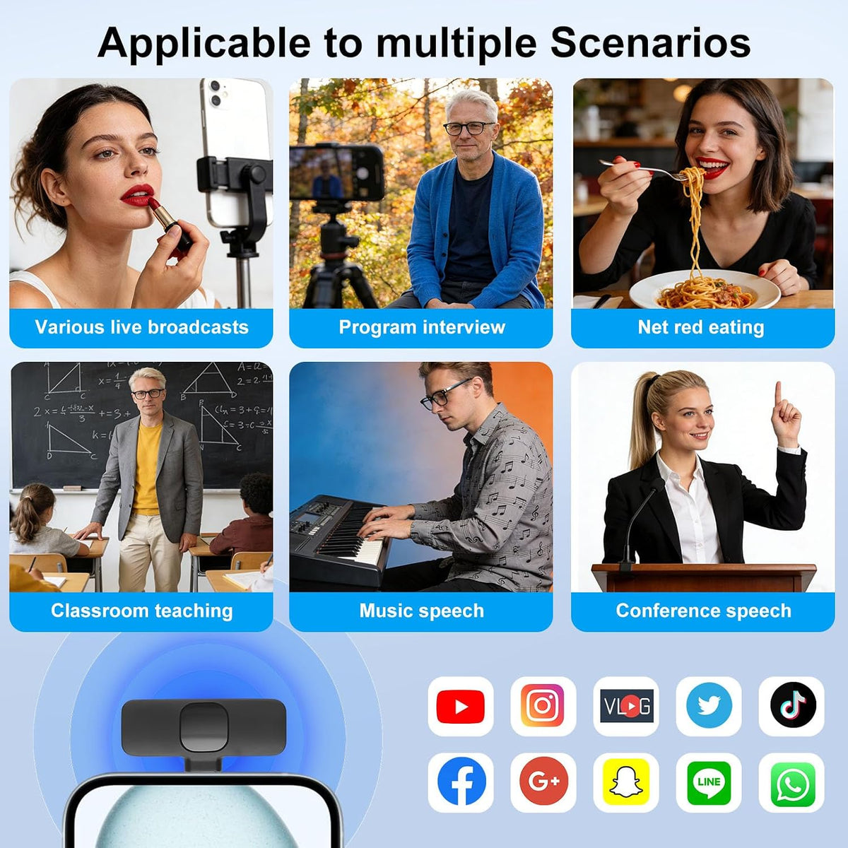 YUANRAN Mini micrófono inalámbrico para iPhone, micrófono de solapa...