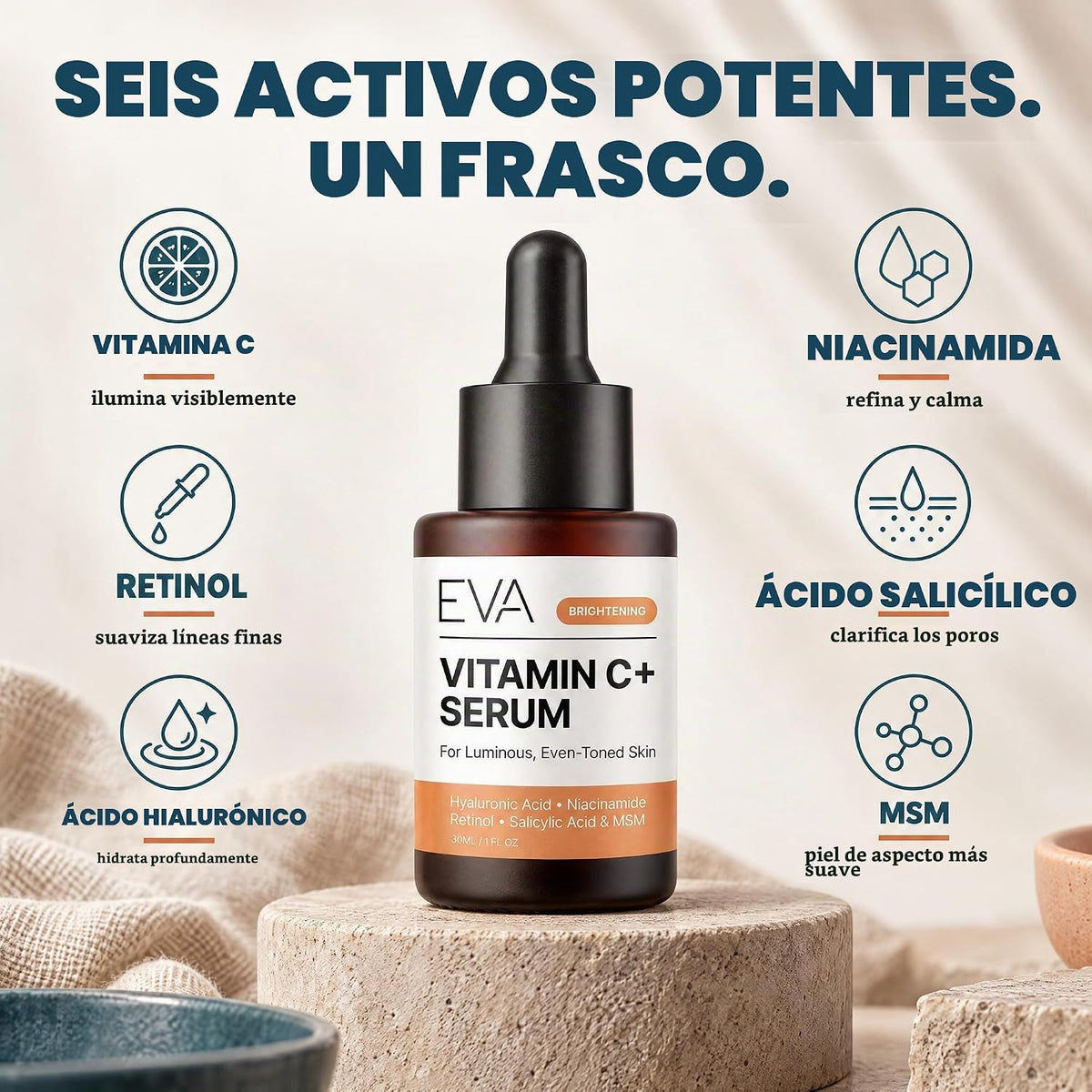 Suero de vitamina C Plus, 2 % retinol, 3,5 % niacinamida, 5 % ácido...