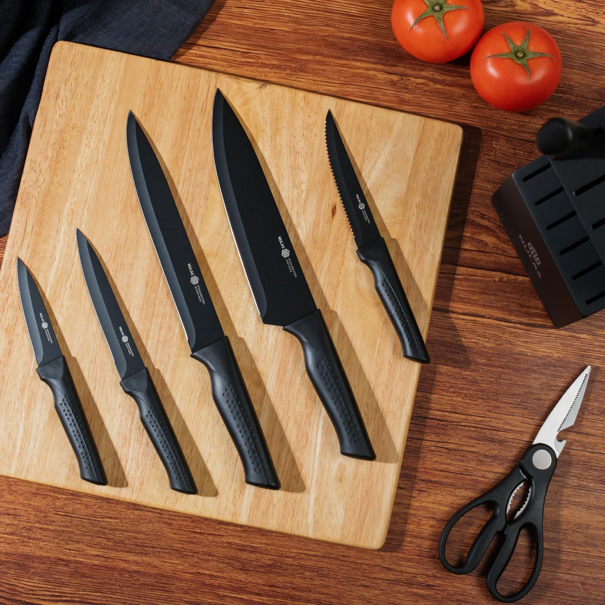 Juego de cuchillos de cocina de 15 piezas con bloque, afilador inte...