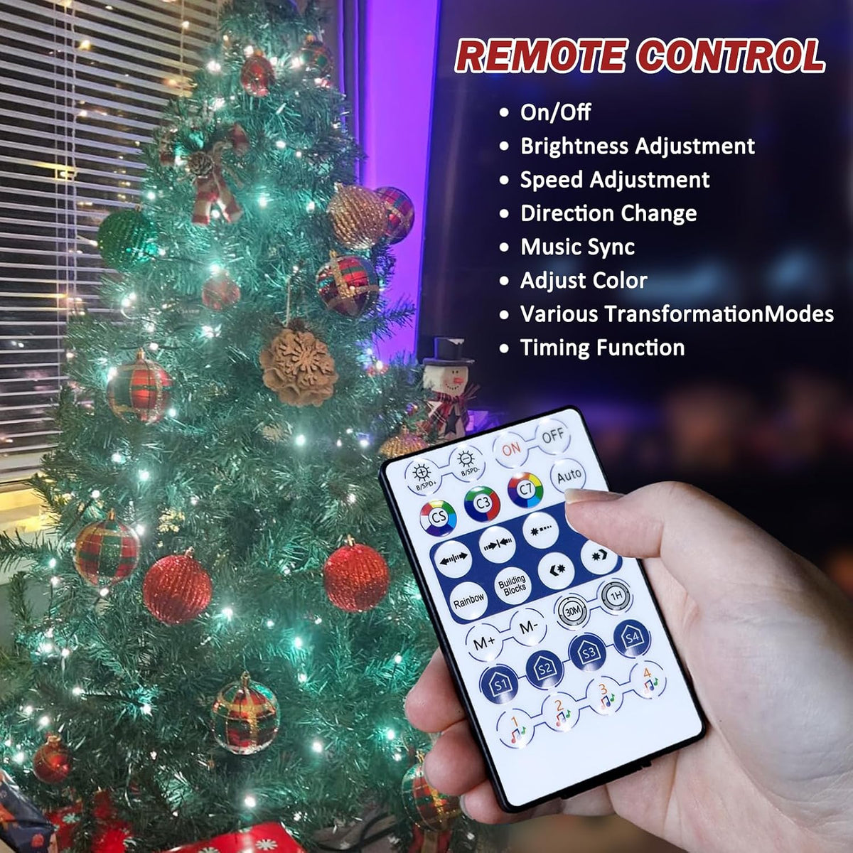 Luces inteligentes para árbol de Navidad, tira de luces navideñas d...