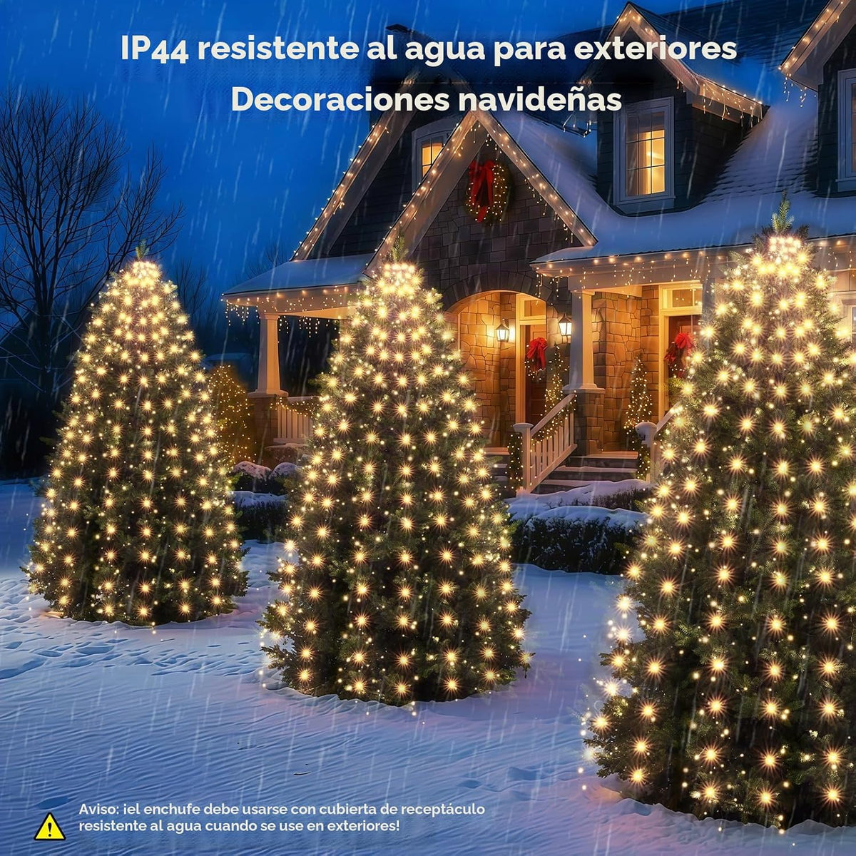 Luces de árbol de Navidad, luces blancas cálidas de Navidad para in...