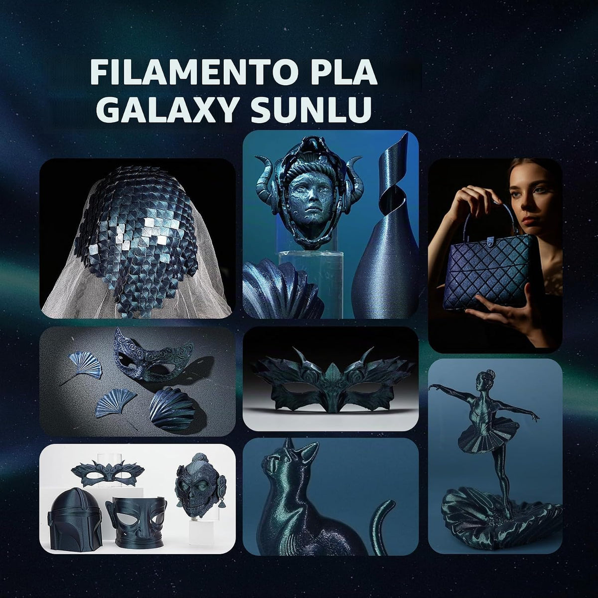 SUNLU Filamento de impresora 3D de ácido poliláctico para galaxia |...