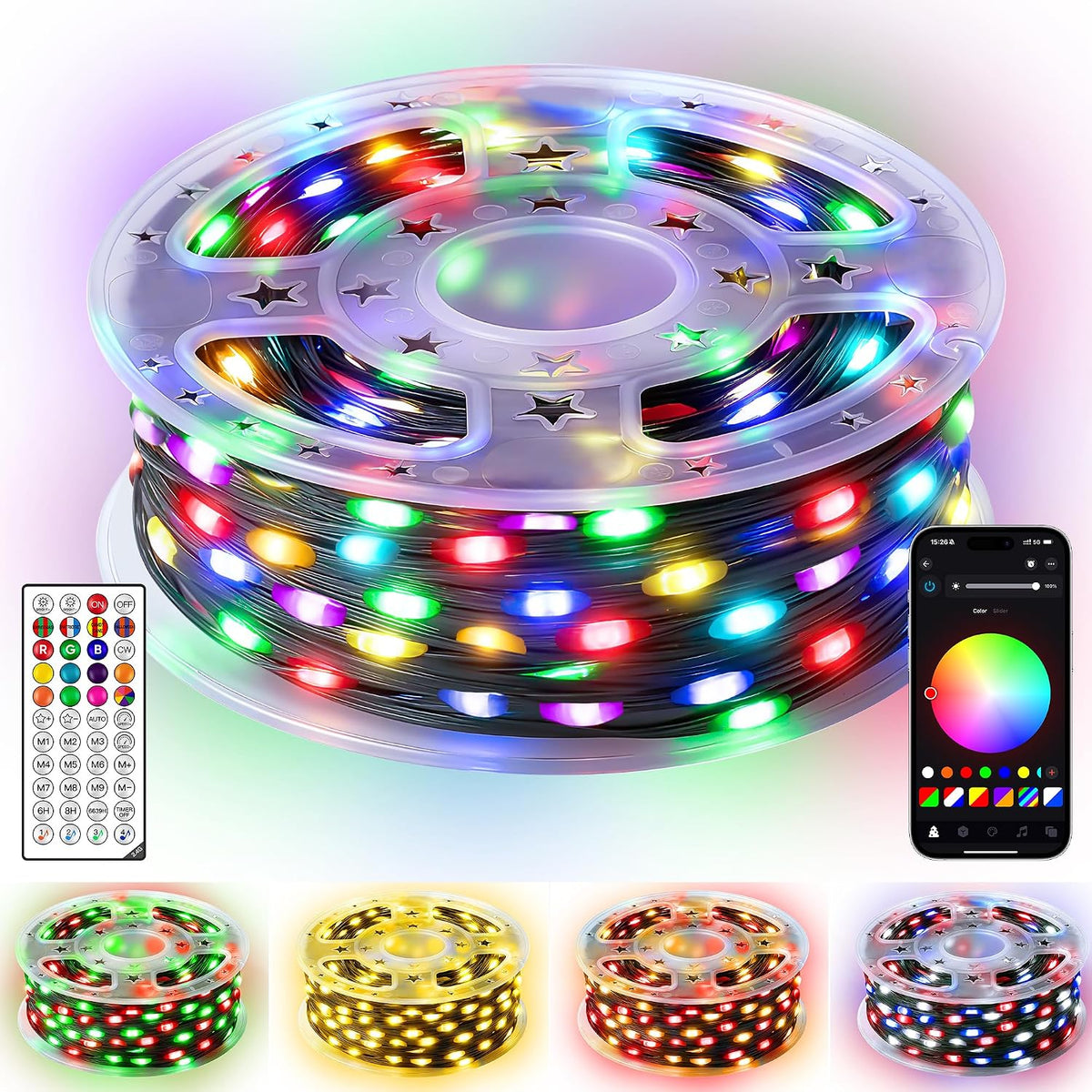 Ollny Luces de Navidad inteligentes de 66 pies, 200 LED, aplicación...