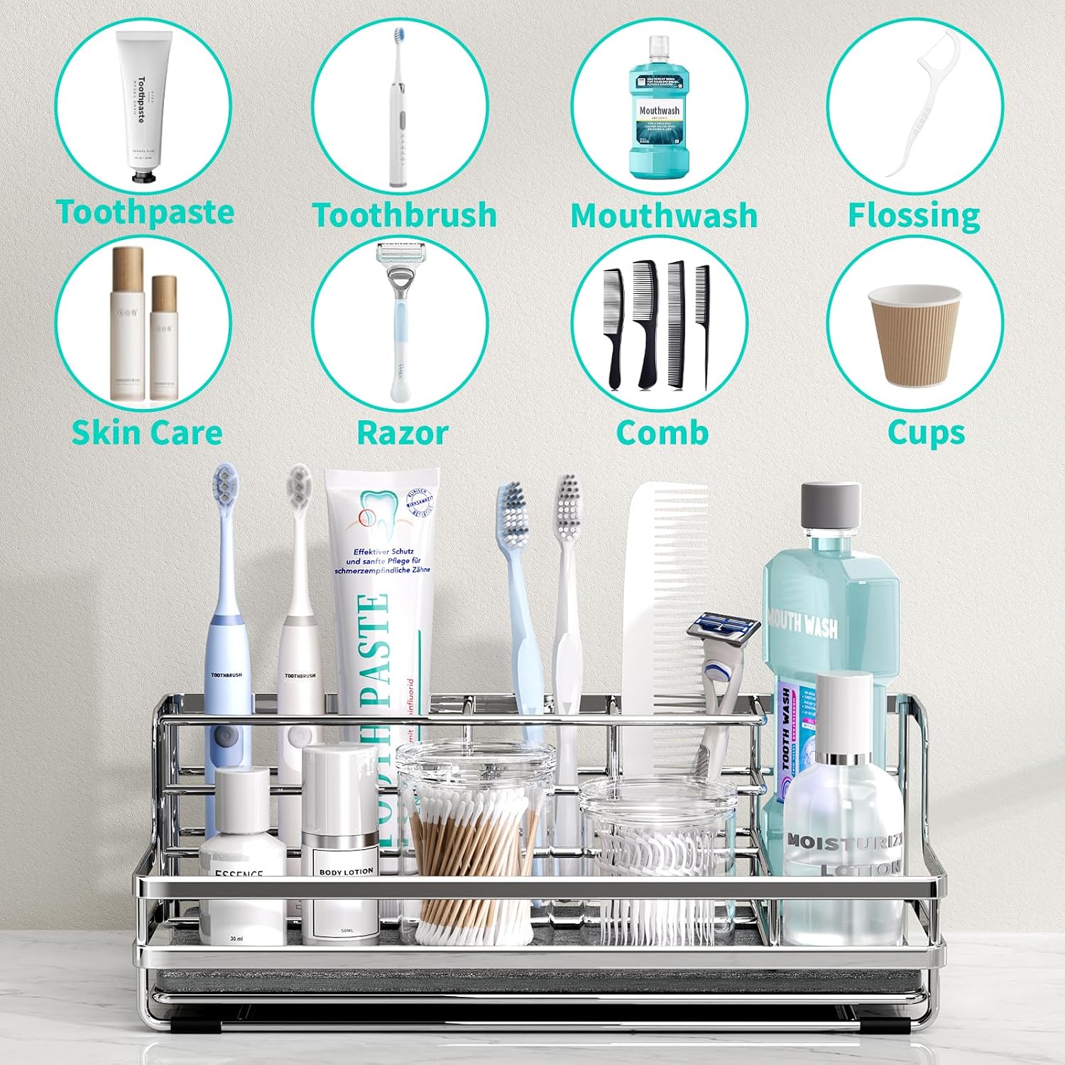 HapiRm Portacepillos de dientes para baño - Organizador de encimera...