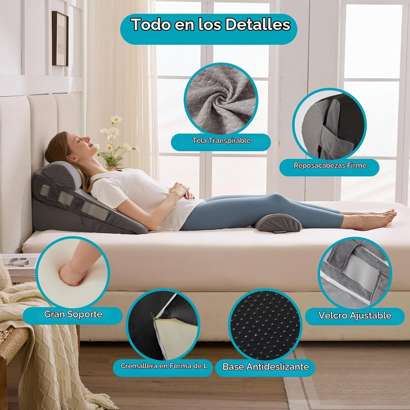 WGAKCED Juego de 3 almohadas de cuña para después de la cirugía, al...
