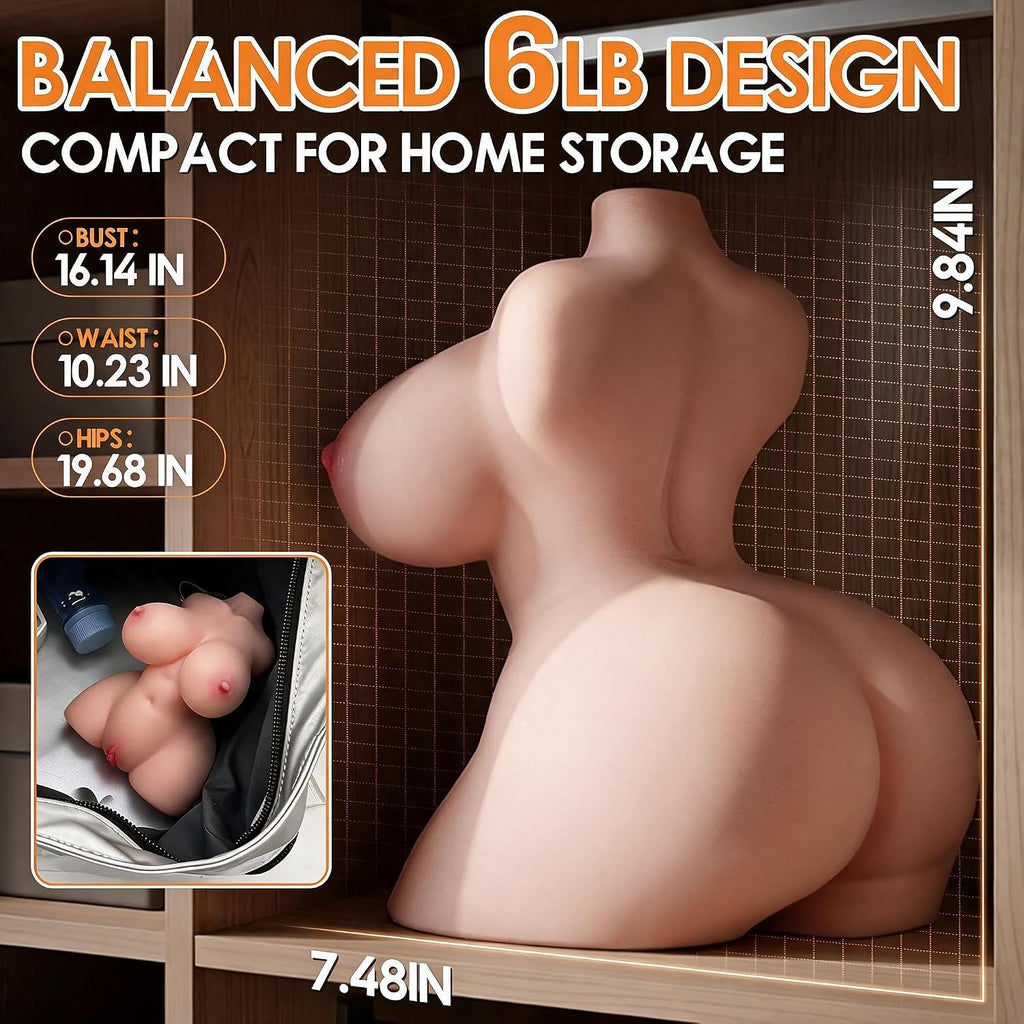 BIG SHOCKED Torso de Muñeca Sexual Masculina, Juguete Sexual con Pe...