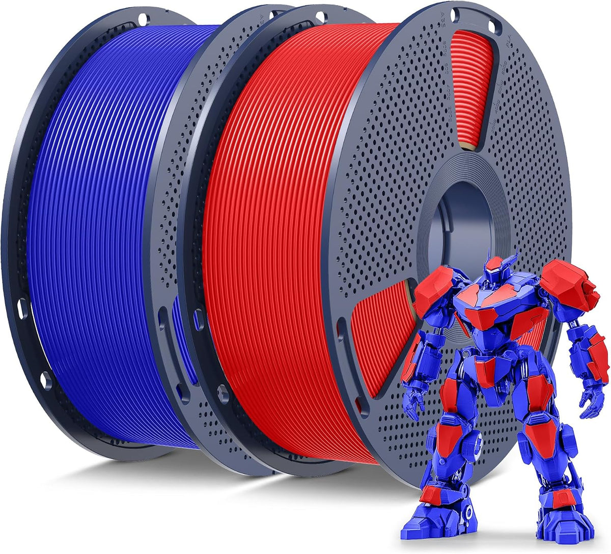 SUNLU Filamento PLA para impresora 3D, rojo y azul Klein, paquete d...