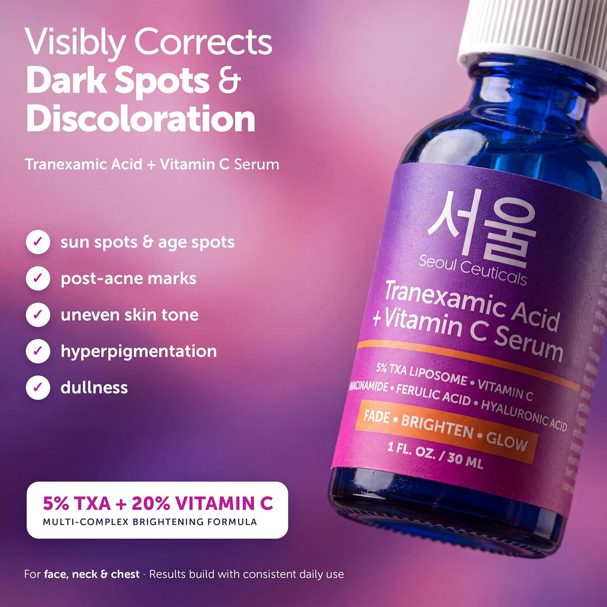 SeoulCeuticals Eliminador de manchas oscuras TXA de suero de vitami...