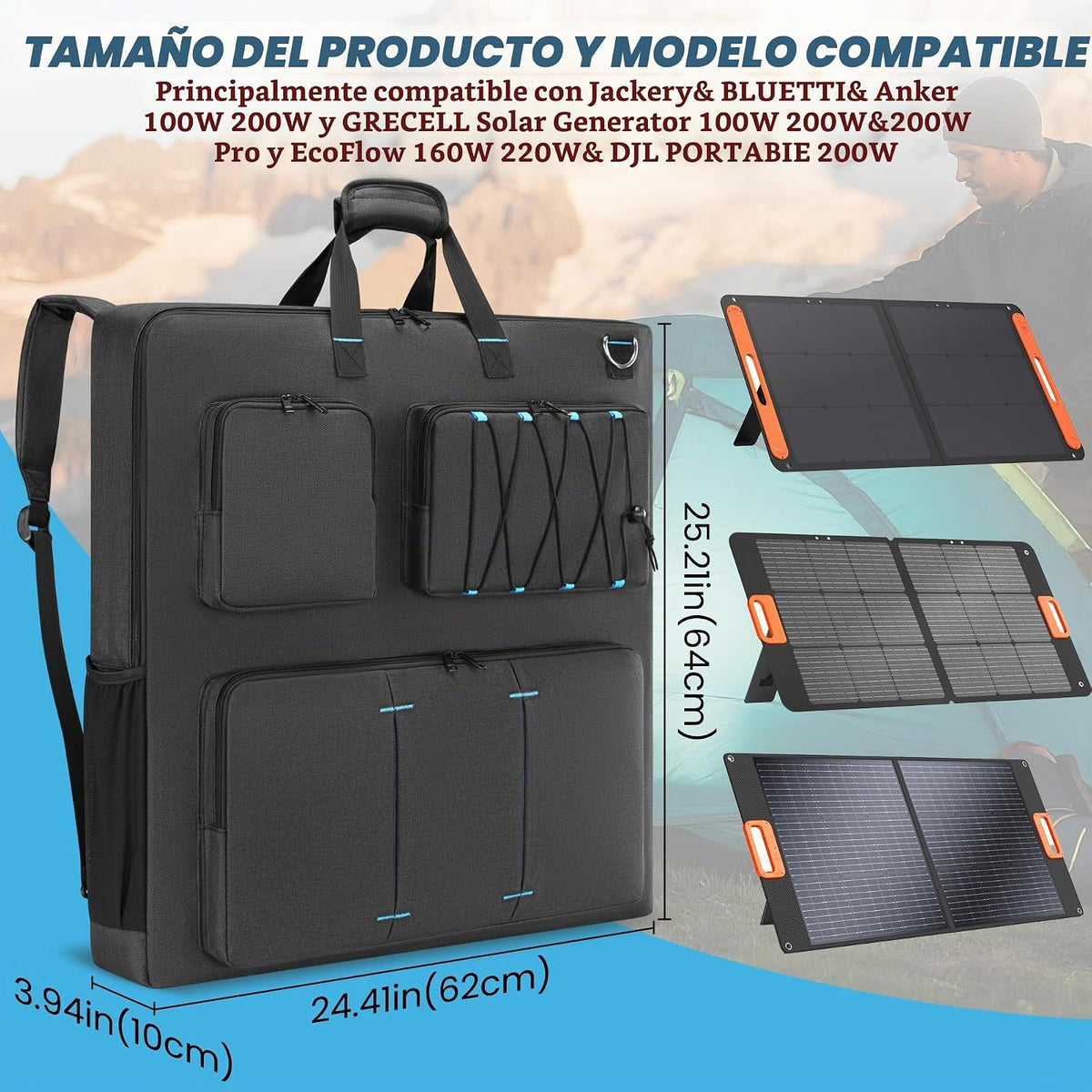 Undomip Funda de transporte de viaje compatible con Jackery SolarSa...