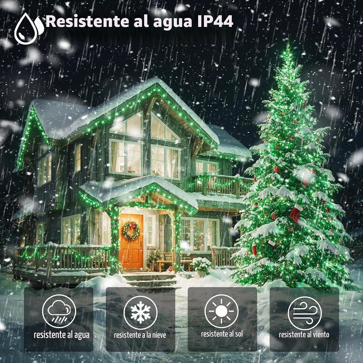Cadena de luces de Navidad conectables de 88 pies y 240 LED para ex...