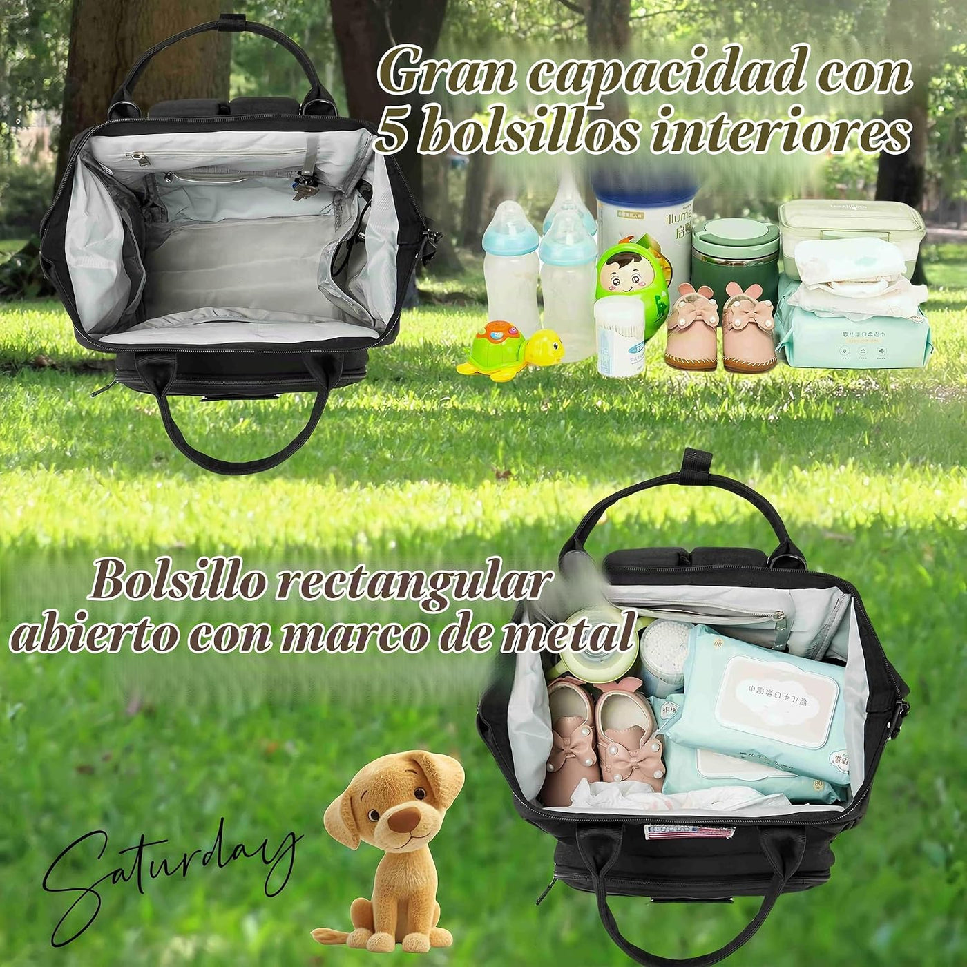 QWREOIA Mochila para pañales para papá y mamá con puerto de carga U...