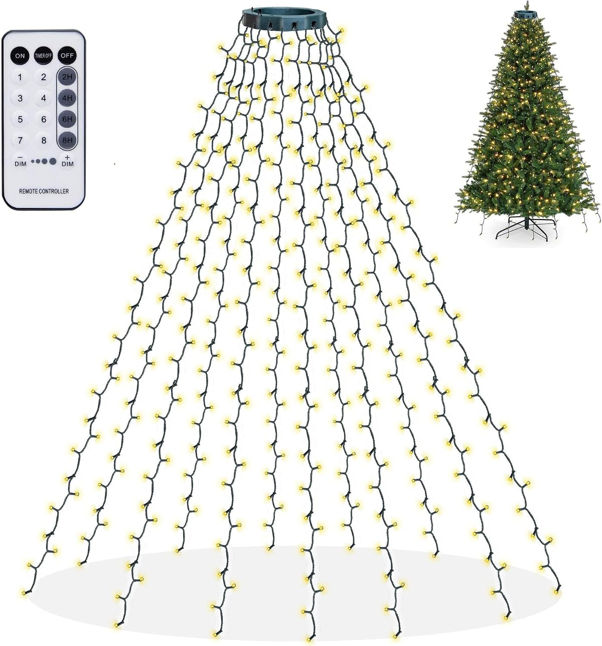 Dazzle Bright Luces de Árbol de Navidad, 448 Luces LED de Cascada p...