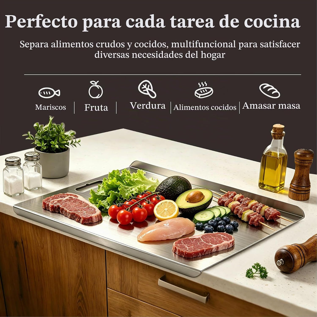 Tabla de cortar de acero inoxidable con labio, tablas de cortar 3PC...