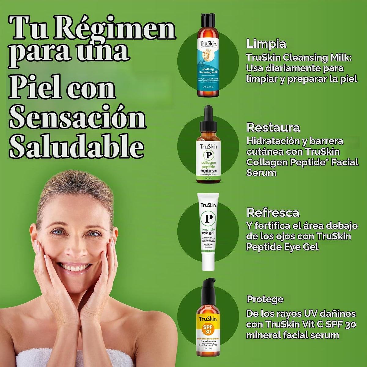 TruSkin Peptide Serum para rostro con tripéptido-29 y ceramidas, 1...