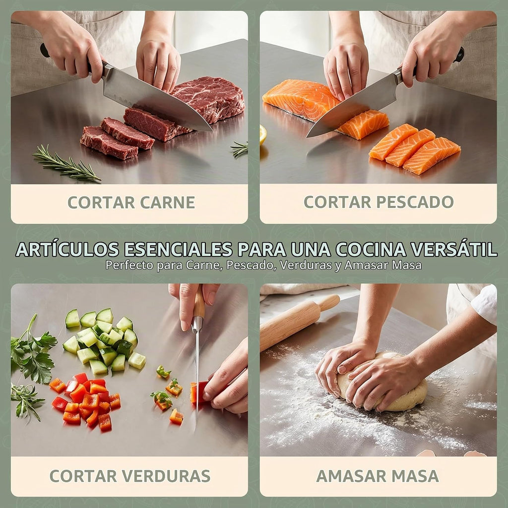 Juego de tablas de cortar de acero inoxidable con labio, paquete de...