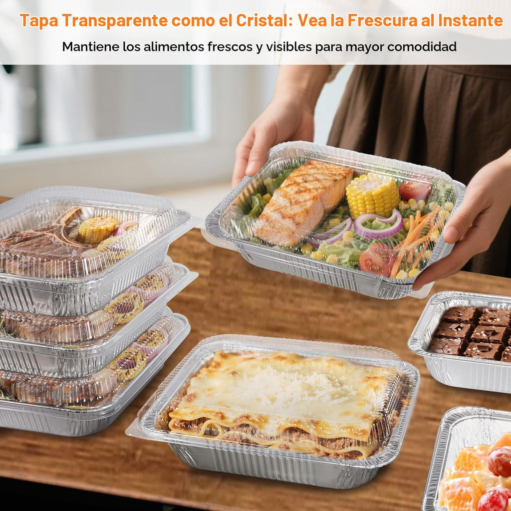 Lideropa Sartenes de aluminio con tapas transparentes de 9 x 13 pul...