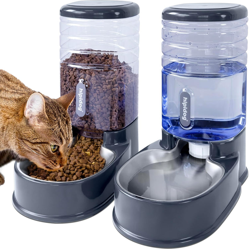 Comedero automático de acero inoxidable para mascotas pequeñas y me...