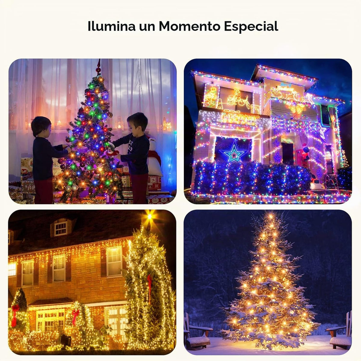 BlcTec - Luces de Navidad, 300 LED, 33 m, certificadas por UL, luce...