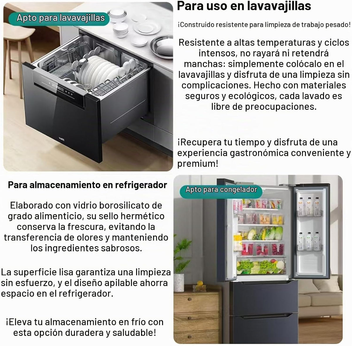 MUUBOOX Tazón grande de vidrio para mezclar de 6.3 cuartos, cuencos...