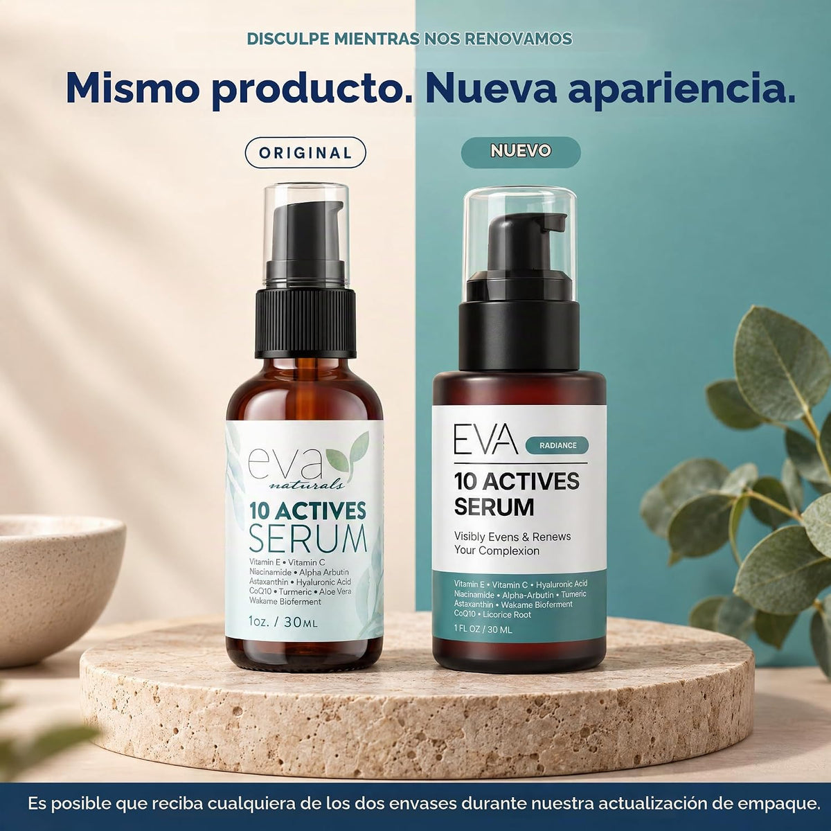 Eva Naturals Suero facial antienvejecimiento de 10 activos con vita...