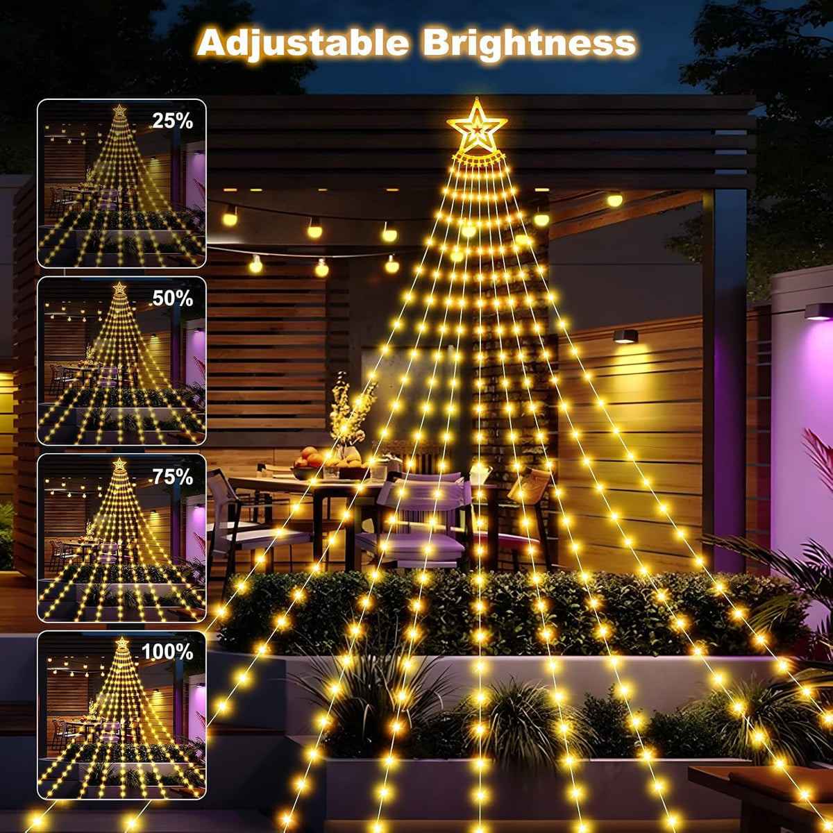 AMIPEPE Luces solares para árbol de Navidad, 18.37 pies, 532 LED |...