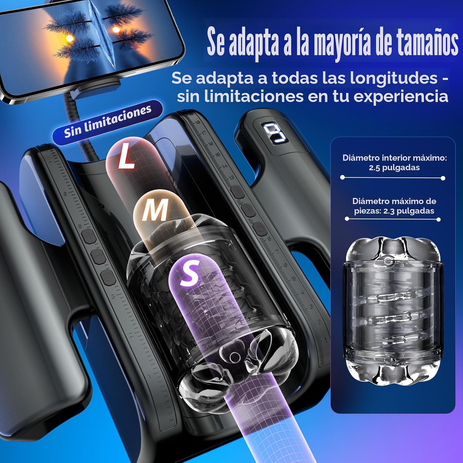 EINSEO Masturbador masculino, 7.8 pulgadas de longitud de trazo aju...