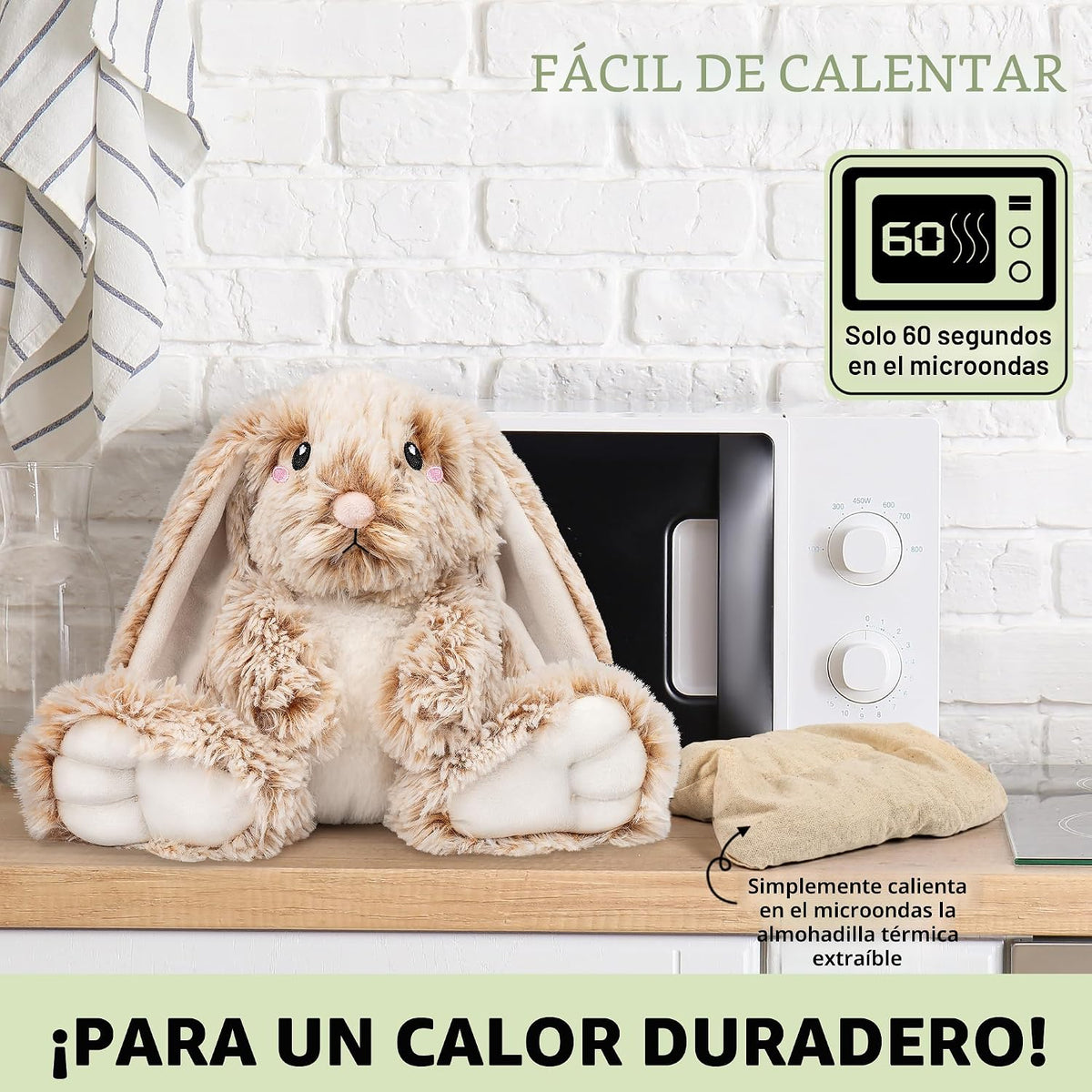 Conejos Microondables y con Peso De Felpa - Almohadilla Calentable...