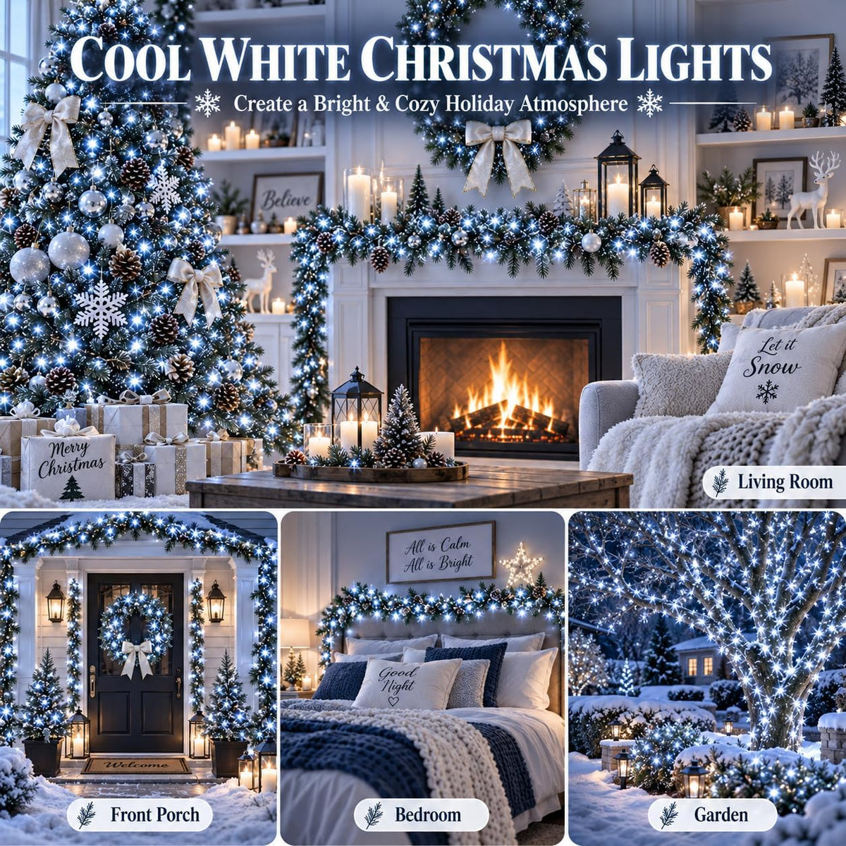 Guirnalda de luces navideñas conectables de 88 pies y 240 LED para...
