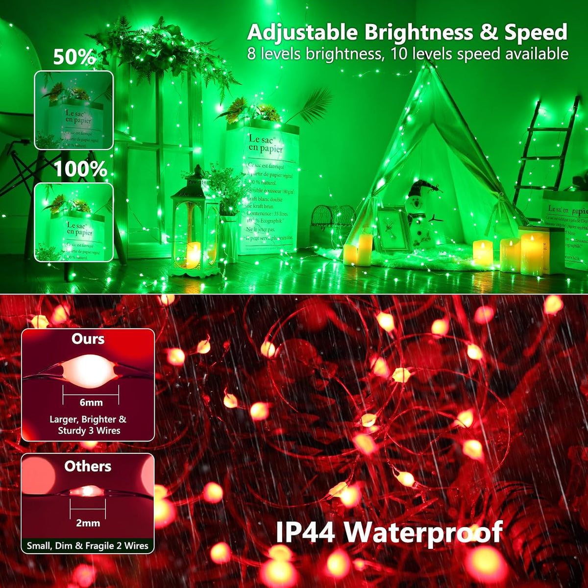 BrizLabs Enchufe de luces de hadas que cambian de color, 100 luces...