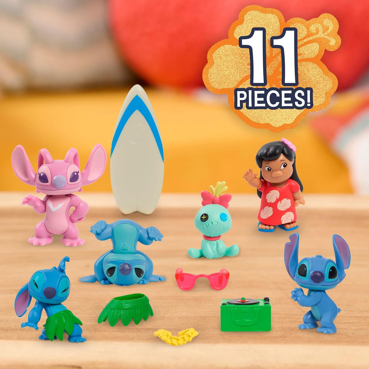 Set de figuras coleccionables de Disney Stitch con accesorios, 11 p...