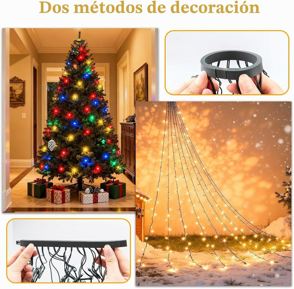 Luces de árbol de Navidad con control remoto, 9.8 pies, 592 luces L...