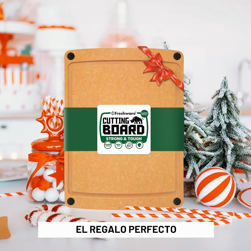 Freshware Tabla de cortar de madera para cocina, ranura para jugos,...