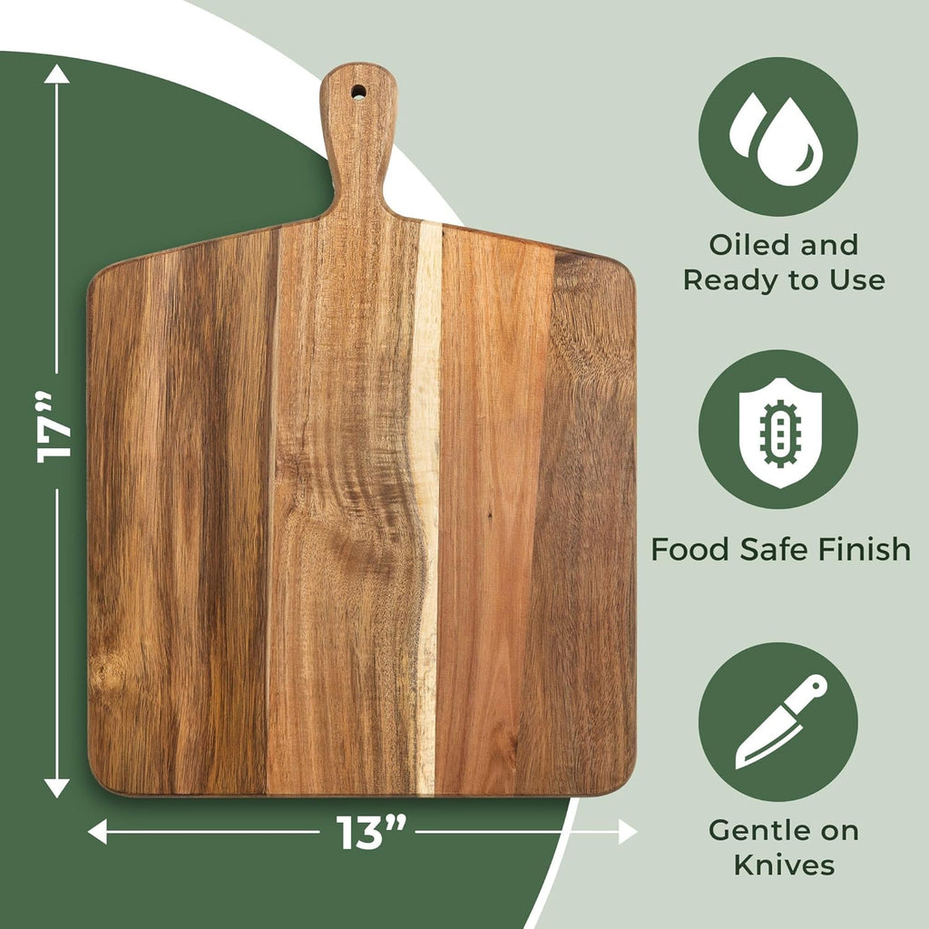 Tabla de cortar de madera de acacia y tabla de picar con mango para...
