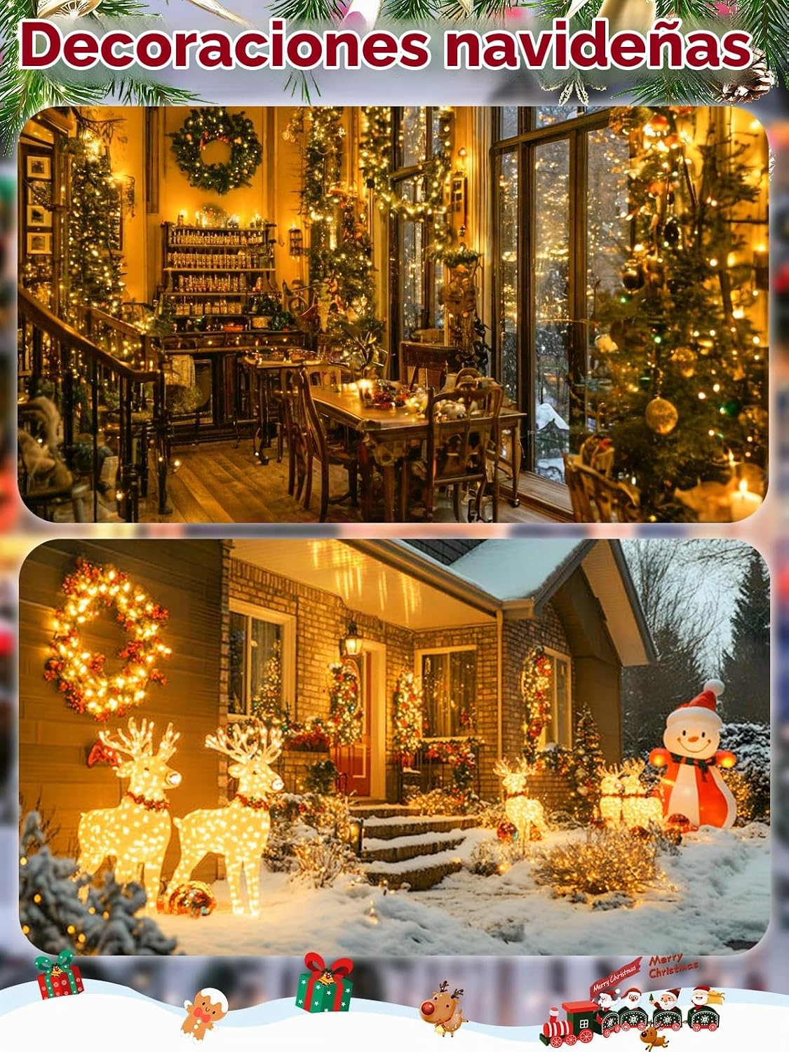 Guirnalda de luces navideñas de 25 pies, 500 luces LED con control...