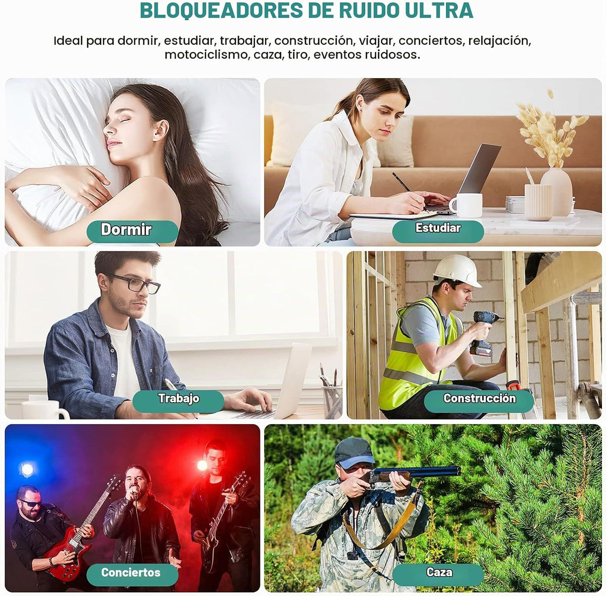 100 pares de tapones de espuma naranja para dormir, reducción de ru...