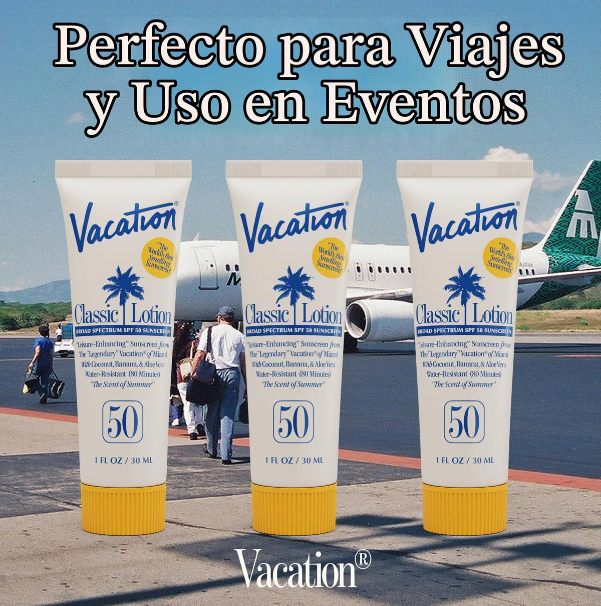 Vacation Mini Classic SPF 50 loción de protección solar, 1 onza líq...