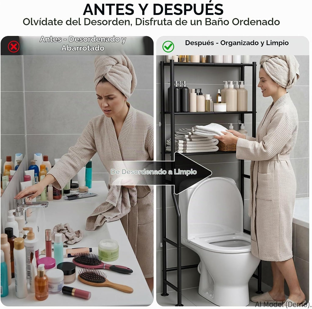 ASCENREST Almacenamiento de inodoro de 3 niveles, antipunta, 64 pul...