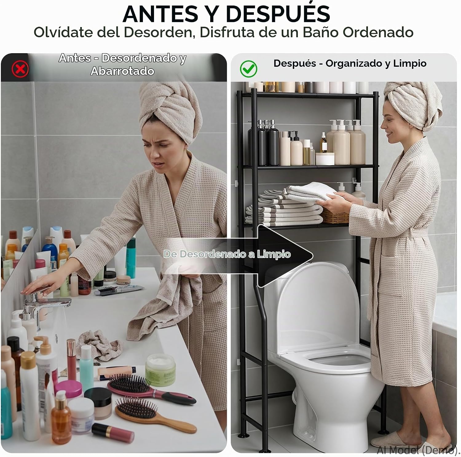 ASCENREST Almacenamiento de inodoro de 3 niveles, antipunta, 64 pul...
