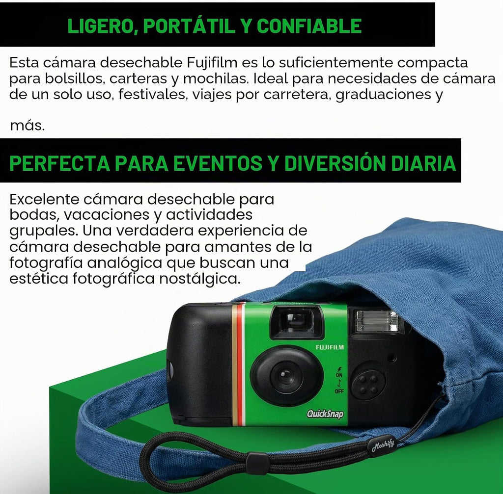 Fujifilm QuickSnap Flash 400 - Cámara desechable de 1.378 in + corr...