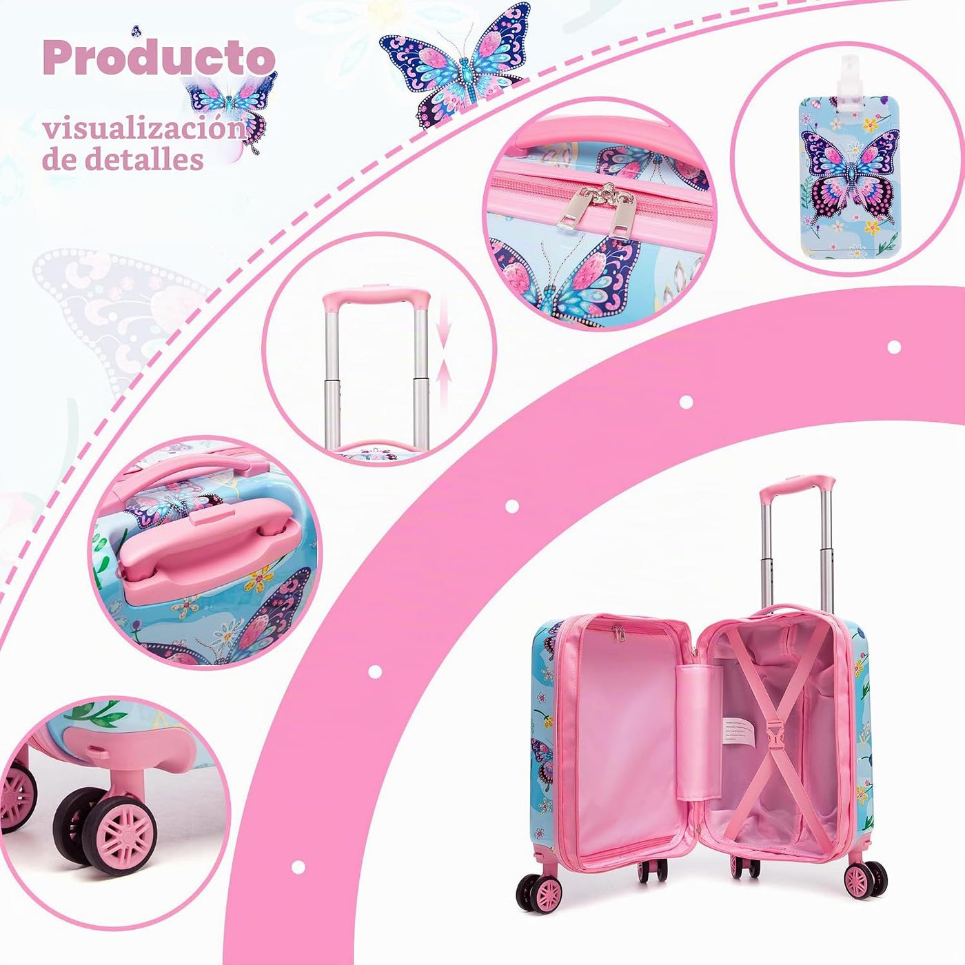 Esteemly Juego de maletas para niños de 2 piezas, equipaje rígido d...