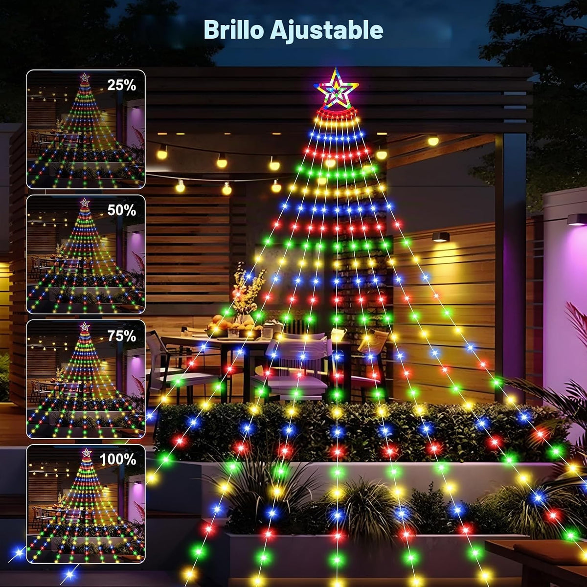 AMIPEPE - Luces solares para árbol de Navidad, 18.37 pies, 532 LED,...