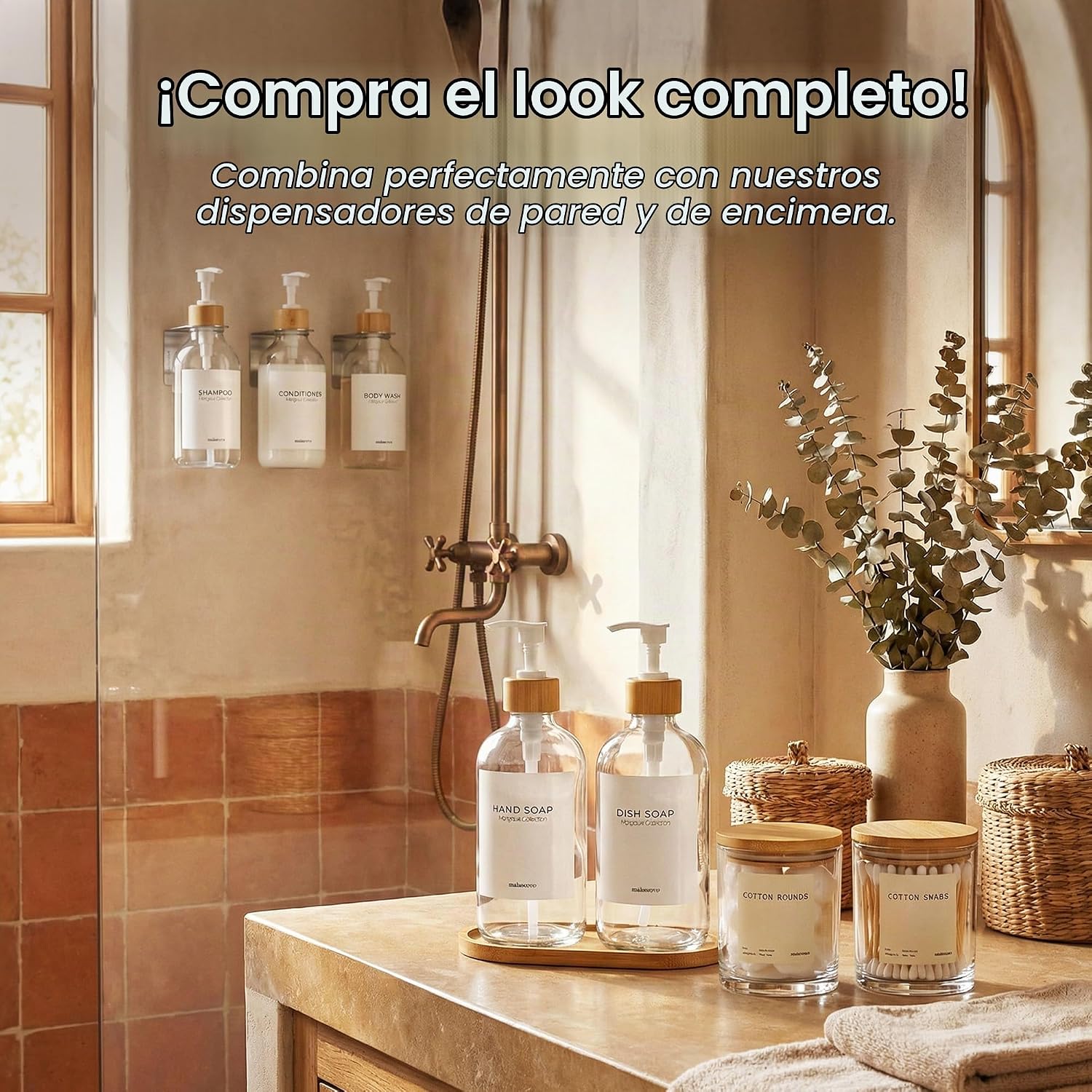MaisoNovo Recipientes de baño de vidrio con tapas (hermético), sopo...