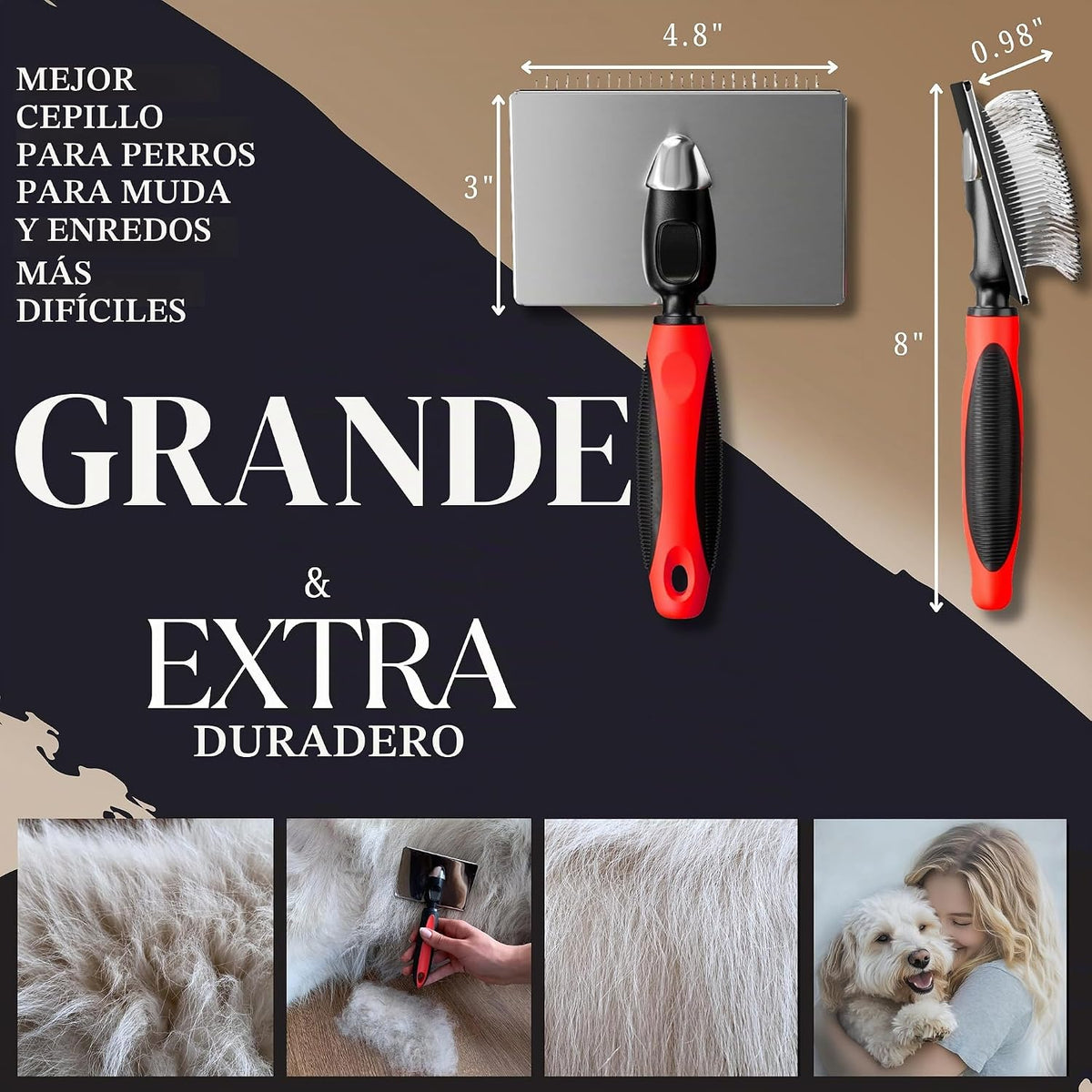 Bixy Pixy Cepillo Desenredante para Perros \u2013 Grande \u2013 Cer...