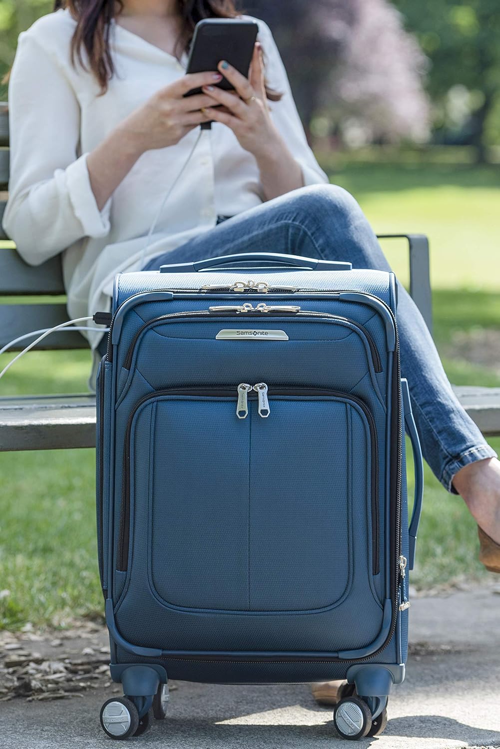 Samsonite SoLyte DLX Maleta de Mano Giratoria Expandible, azul (Med...