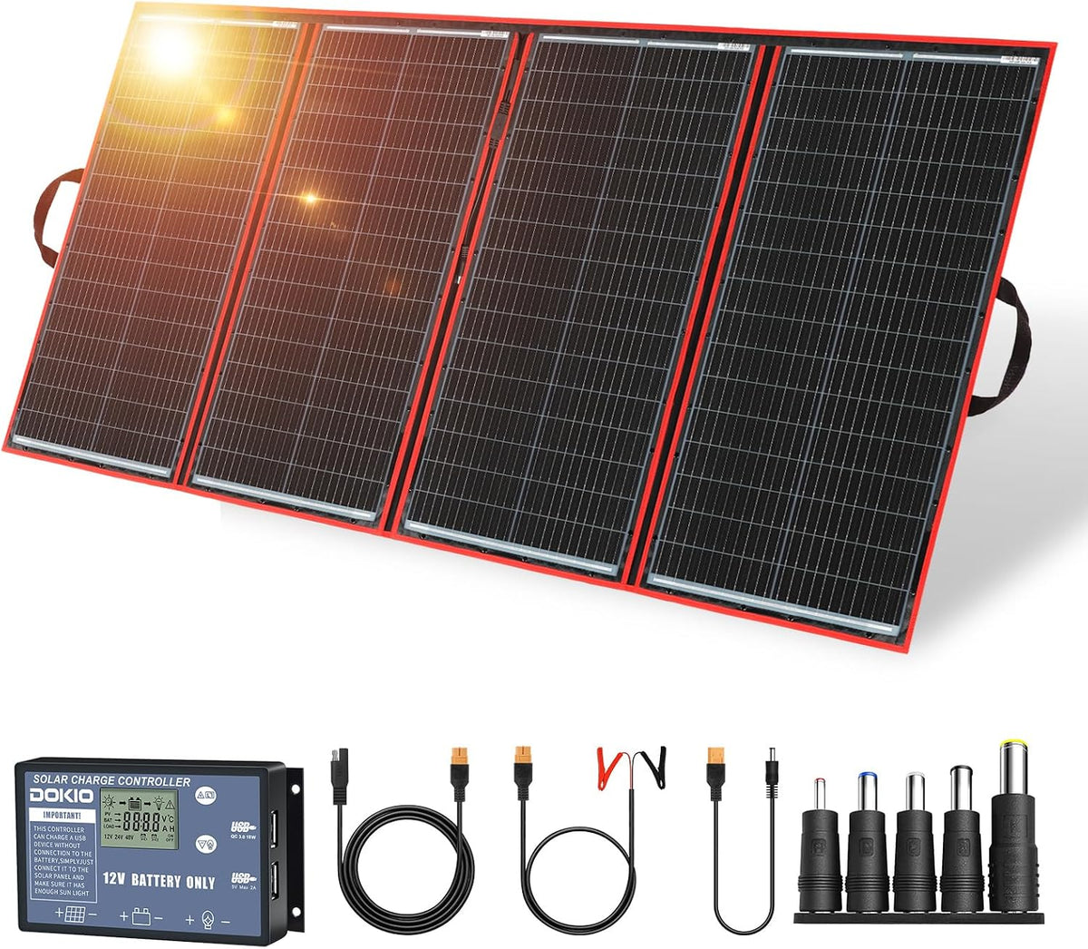 DOKIO Kit de panel solar plegable portátil de 300W para carga de ba...